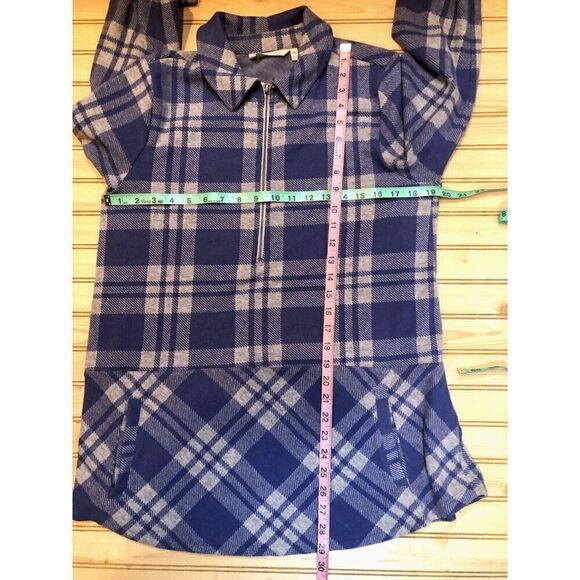 Soft Surroundings SUPER SOFT 1/4 Zip Cozy Blue Plaid Tunic Petite Medium - Picture 6 of 9